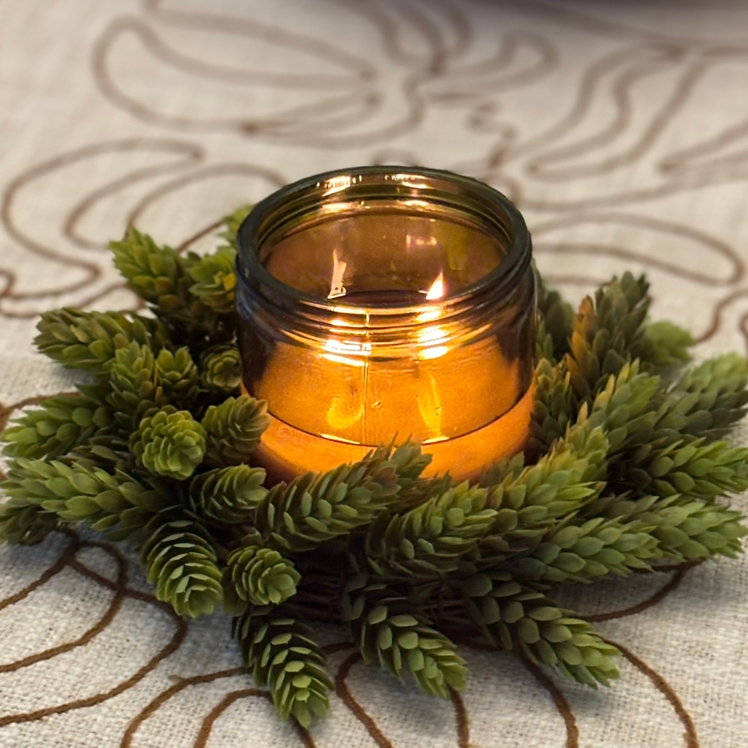 Cider Donut Soy Candle in Vintage Green Jar with Lid