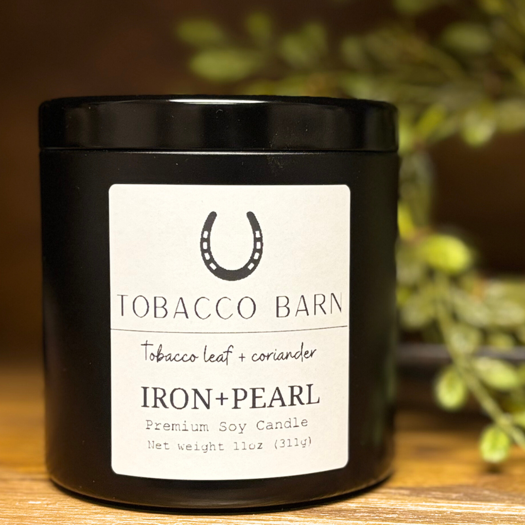 Tobacco Barn Soy Candle in Black Tin with Lid