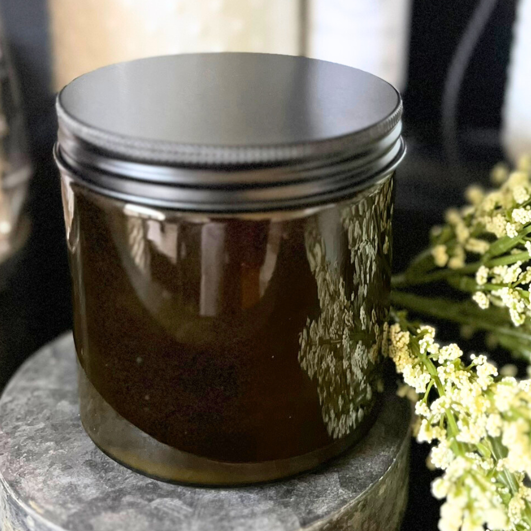 Blackberry Bourbon Soy Candle in Vintage Green Jar with Lid
