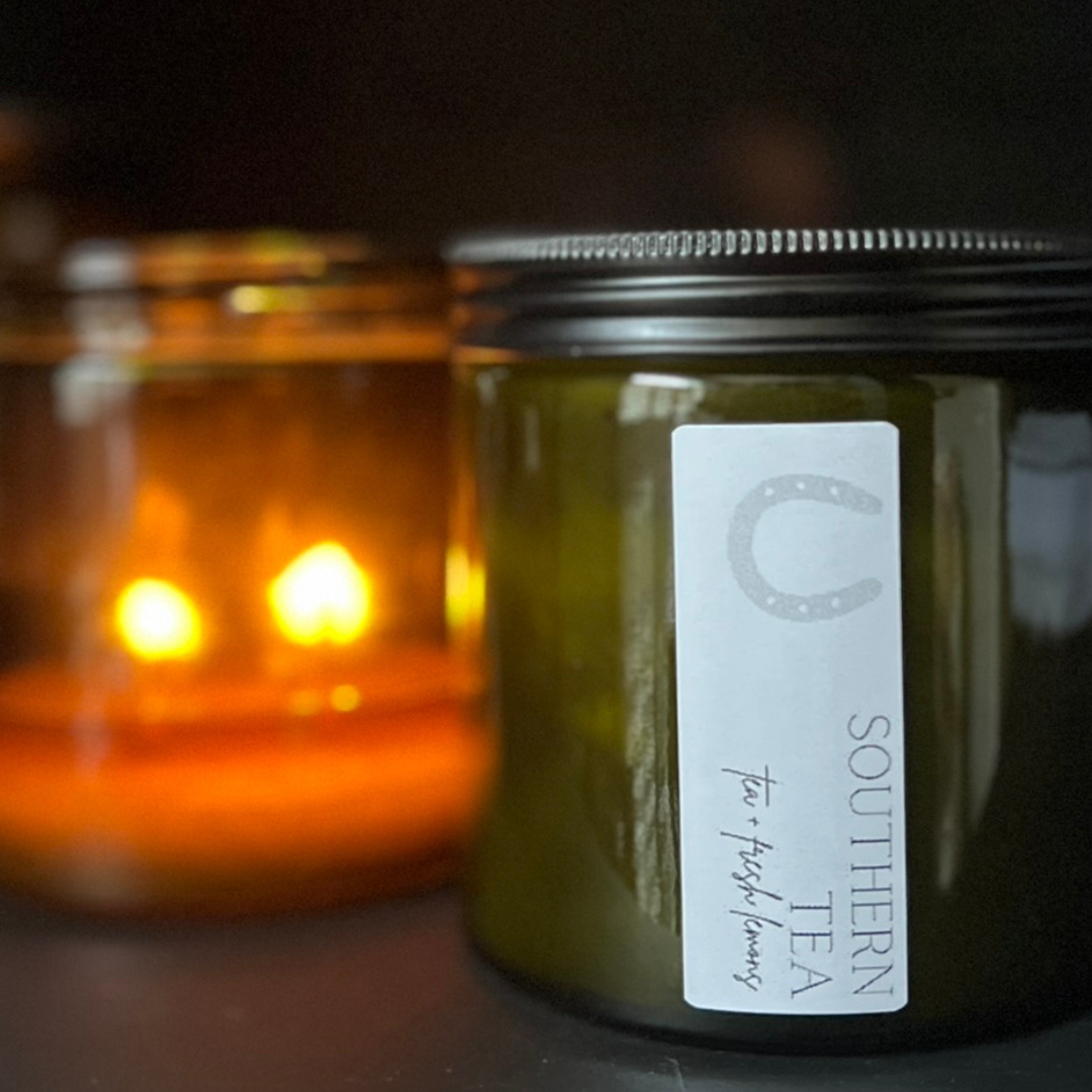 Southern Tea Soy Candle in Vintage Green Jar with Lid