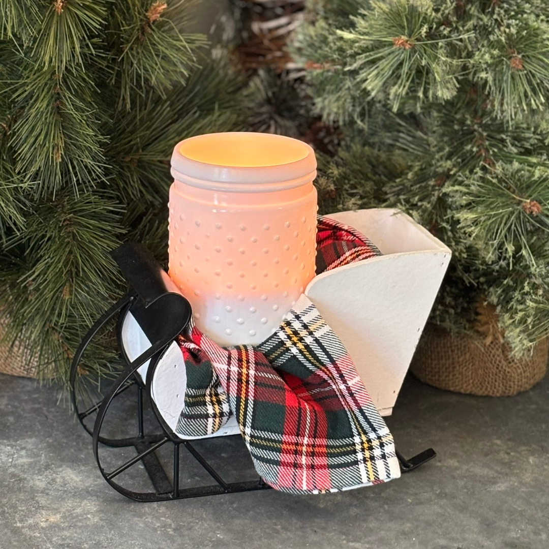 Sleigh Ride Soy Candle in White Hobnail Jar | Fir Scented Candle | Best Holiday Candle