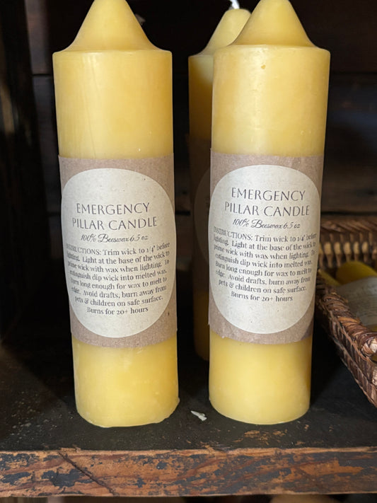 Pure Beeswax Emergency Pillar Candle - long burning