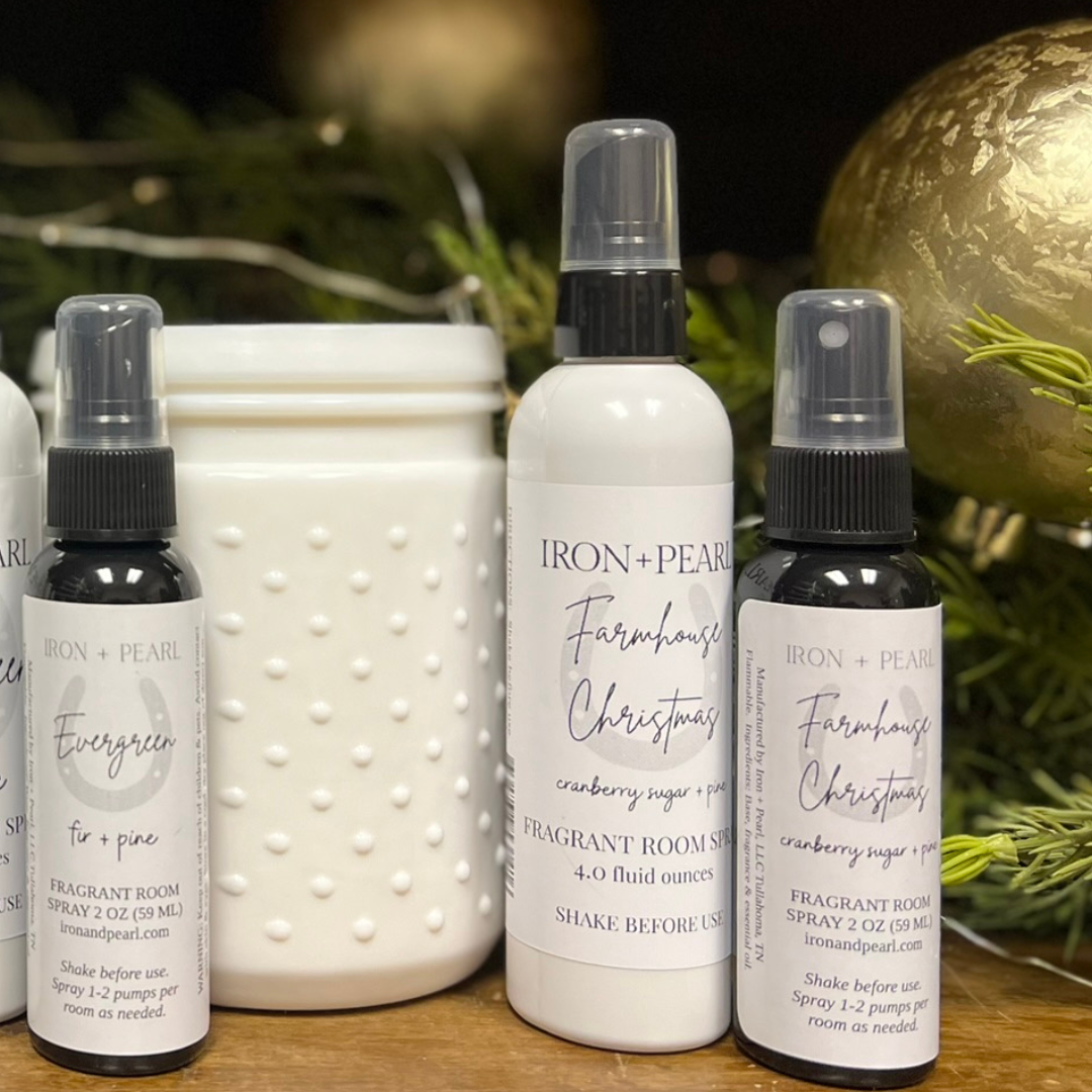 Farmhouse Christmas Soy Candle in White Hobnail Jar | Christmas Candle