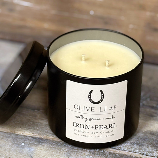 Olive Leaf Soy Candle in Black Tin with Lid