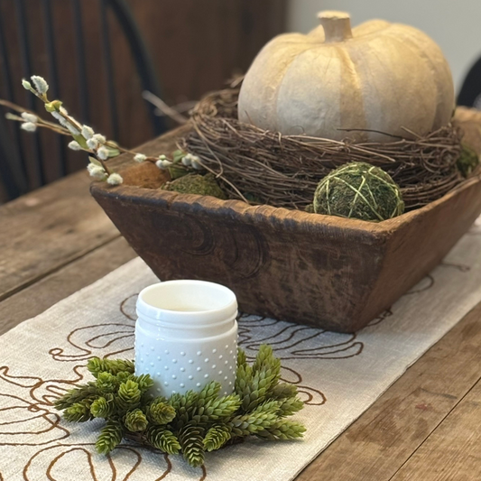 Gather Soy Candle in White Hobnail Jar | Pumpkin Spice Candle