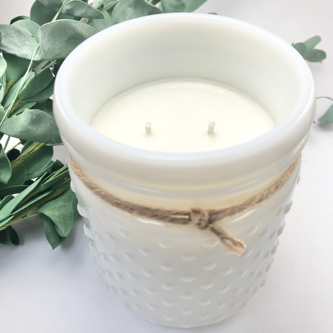 Blackberry Bourbon Soy Candle in White Hobnail Jar