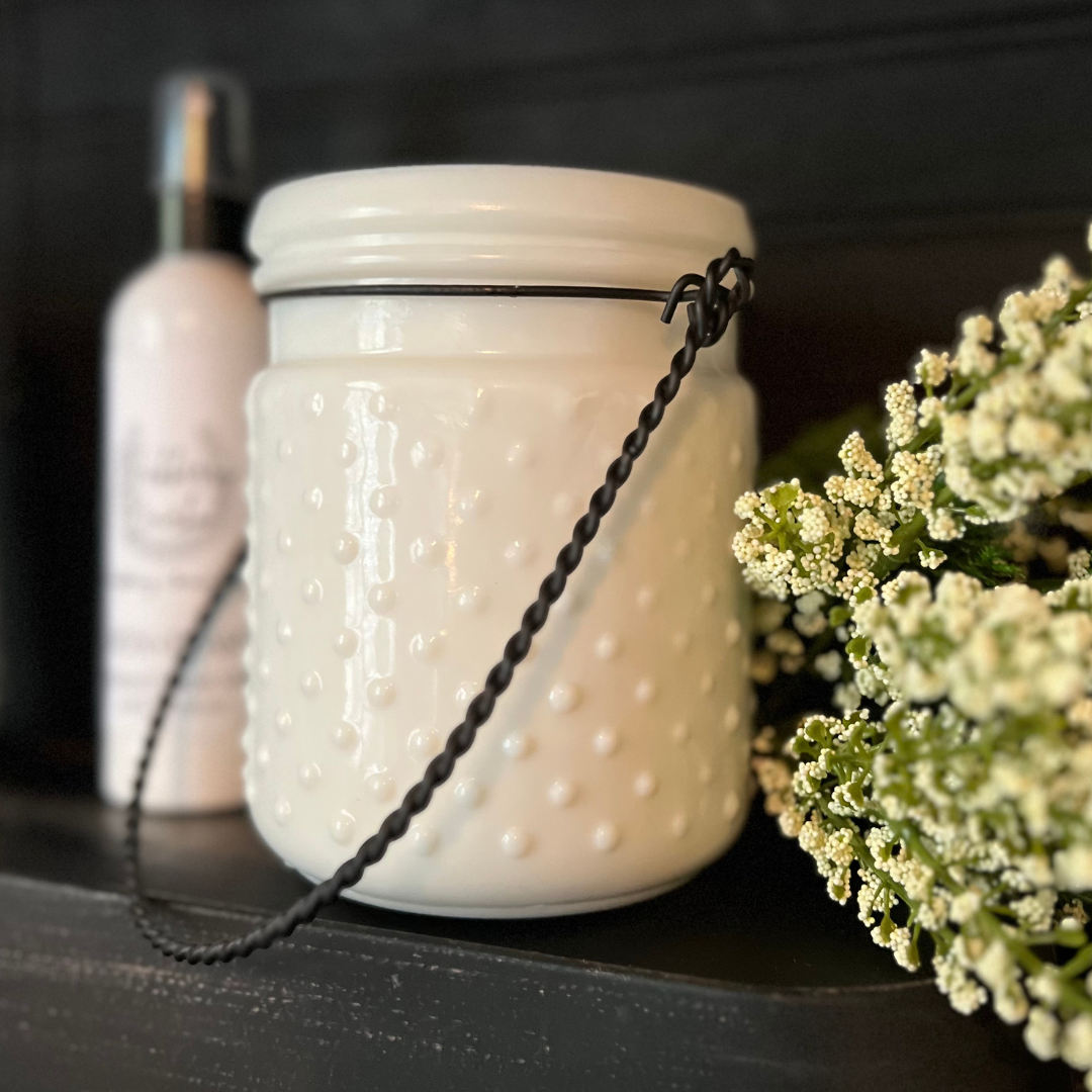Coffee Cup Soy Candle in White Hobnail Jar