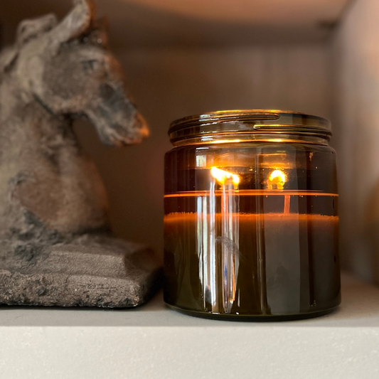 Olive Leaf Soy Candle in Vintage Green Jar with Lid