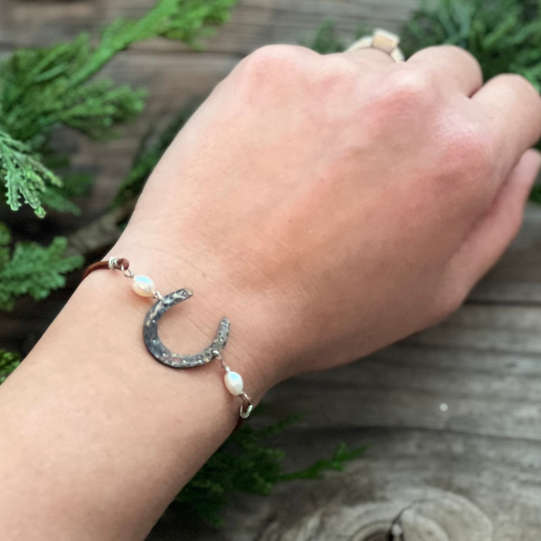 Iron + Pearl Bracelet | Gifts for Horse Lovers | Copper Jewelry